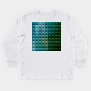 Dark Spring Green Abstract Low Polygon Background Kids Long Sleeve T-Shirt